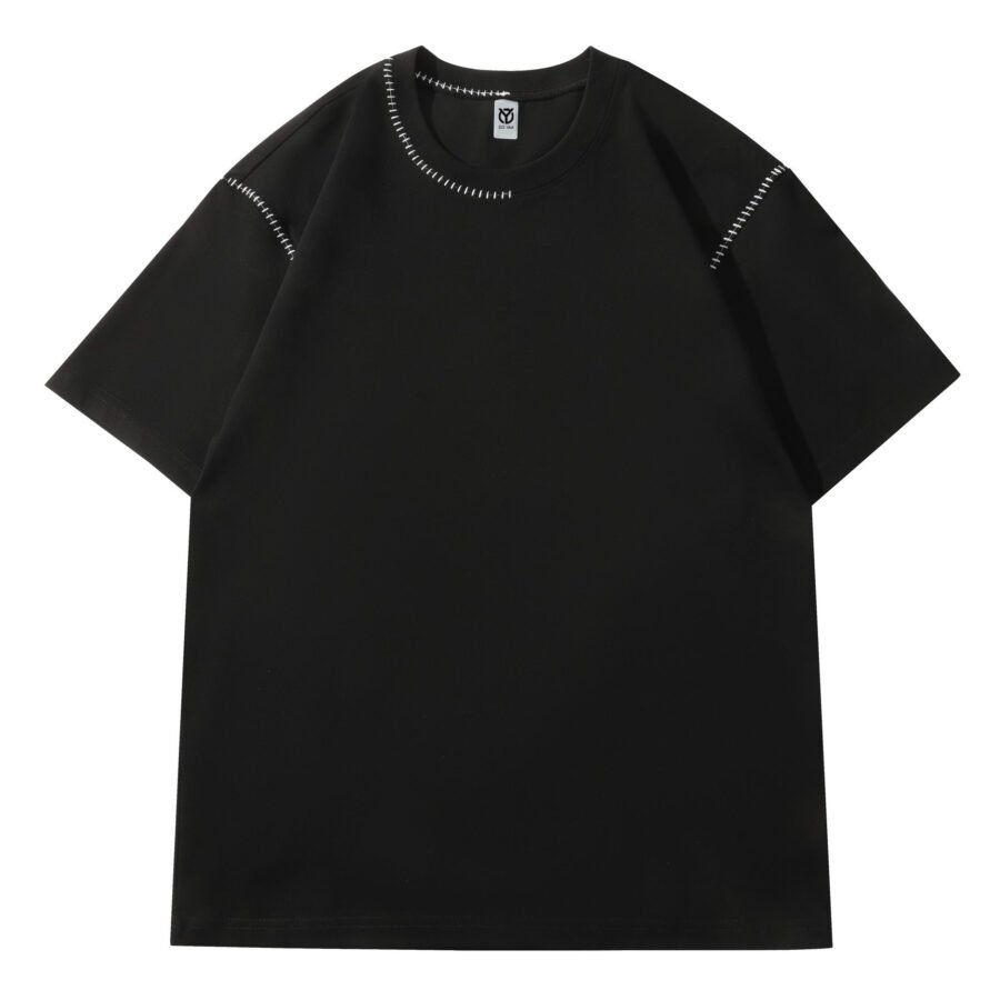 Men's Summer T-Shirt 240G Heavy Cotton with Contrast Embroidery New Fashion Simple Design 3D Pattern