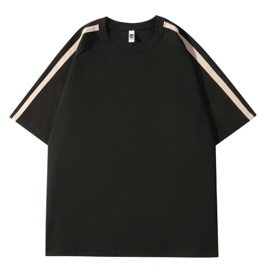 High Quality Men's Waffle Cotton Tshirt Heavy Weight Oversized Fit Streetwear with Stripes on Sleeves Yarn Dyed